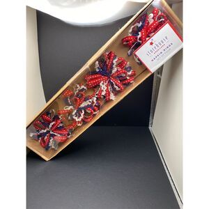 Storehouse Napkin Rings Set of 4 Red White Blue Patriotic Ribbon